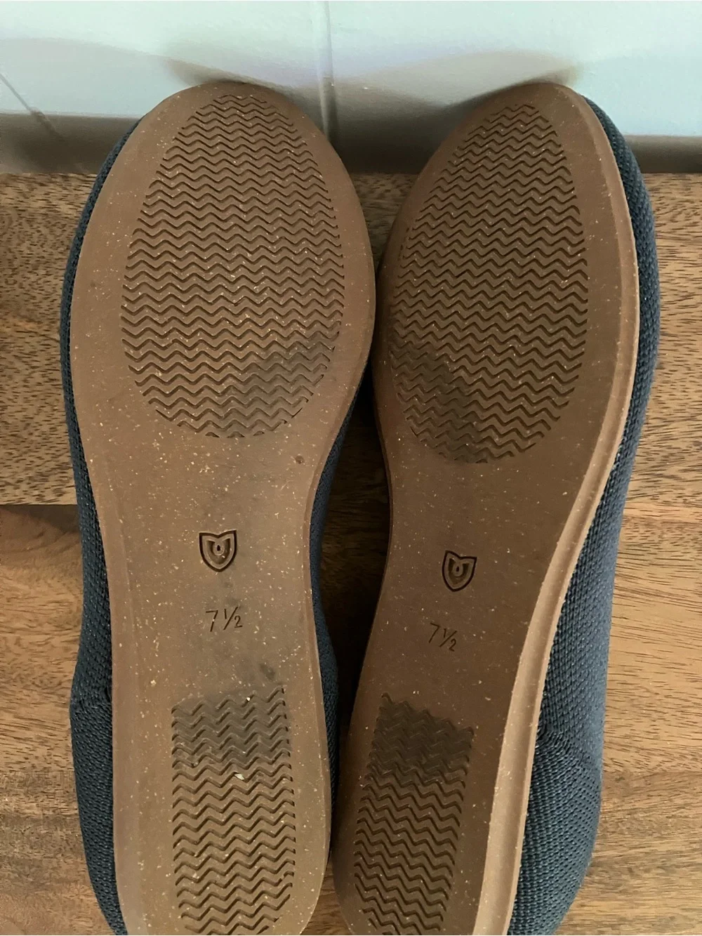 Rothy's Black Pointed Knit Flats with Blue Trim